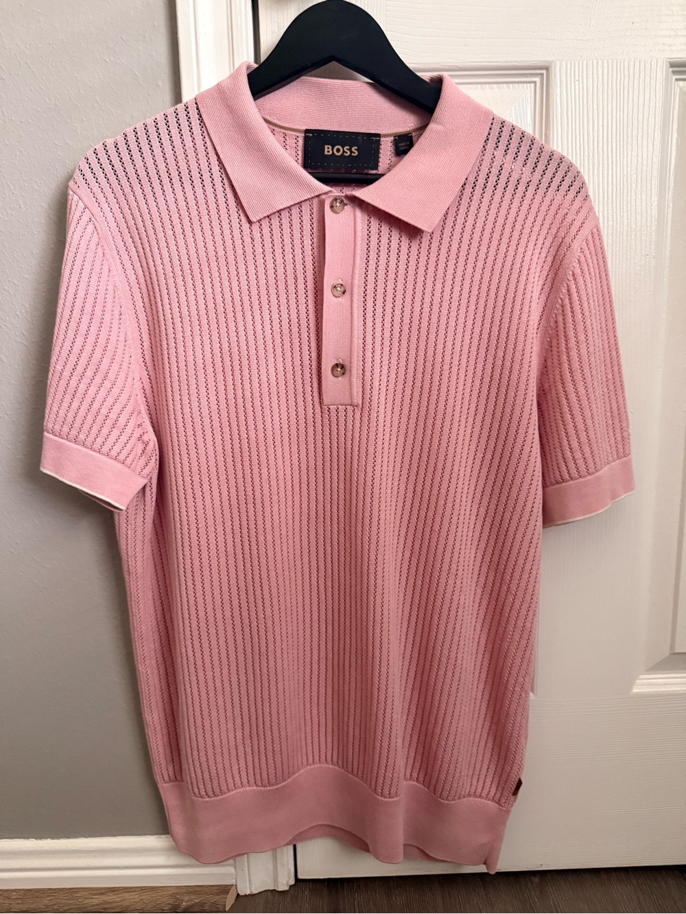 Boss Pink Short-Sleeve Knit Polo